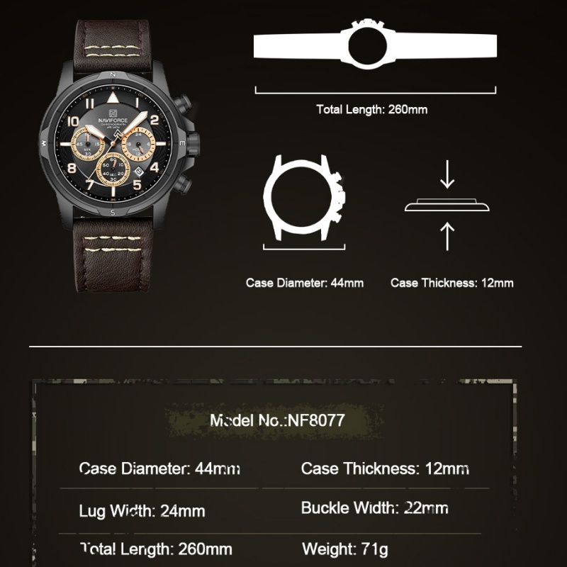 NAVIFORCE Fashion Quartz Chron - Field Watch Military recension och pris