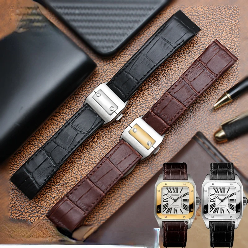 Genuine Leather Watchband for  - Cartier Watch Santos recension och pris