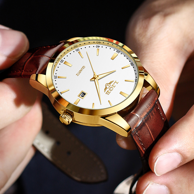 LIGE Fashion Brown Leather Wat - Luxury Watch Longines recension och pris