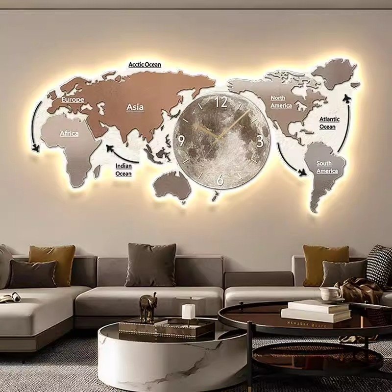 World Map Glowing Wall Clock L - Luxury Watch House recension och pris