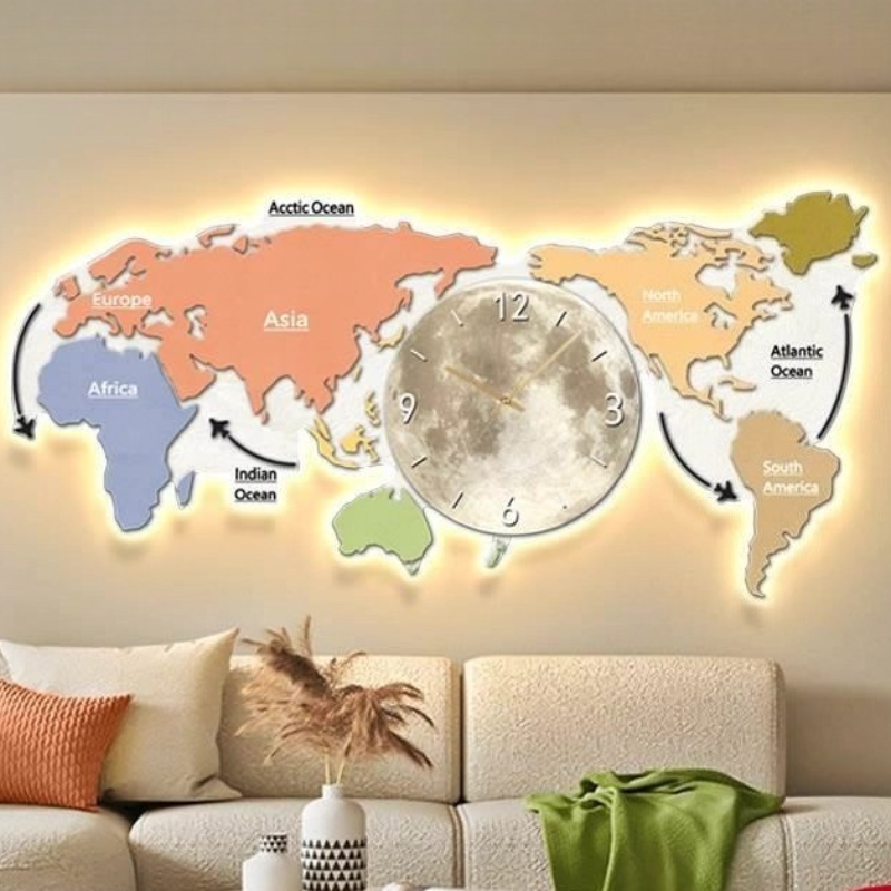 World Map Glowing Wall Clock L - Luxury Watch House recension och pris