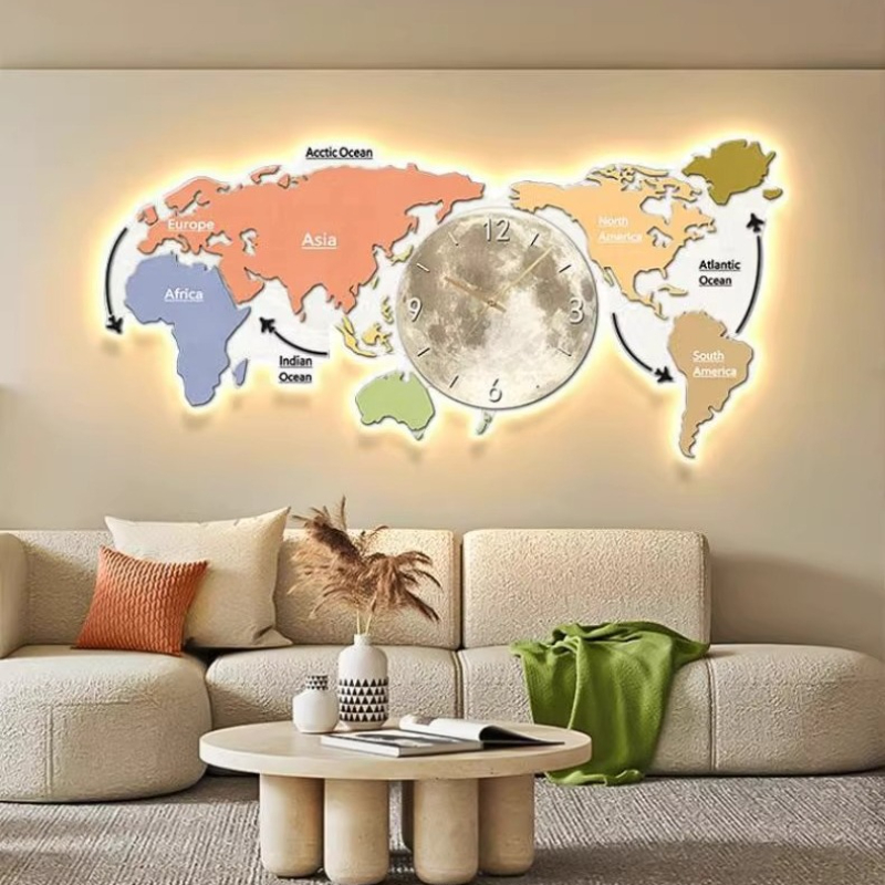 World Map Glowing Wall Clock L - Luxury Watch House recension och pris